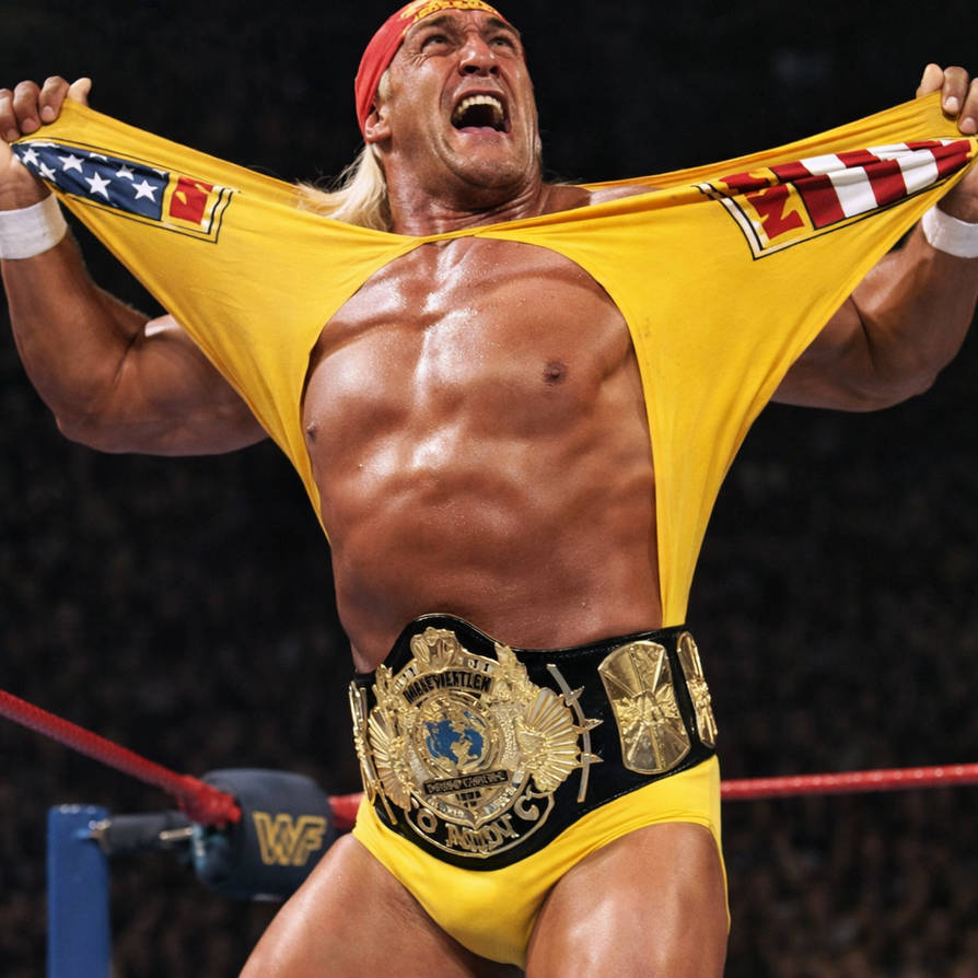 Hogan Rig Hogan flexes before the match by DominatedHeroes on DeviantArt