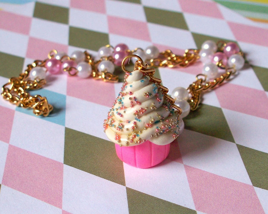 Giant Pink Cupcake Necklace