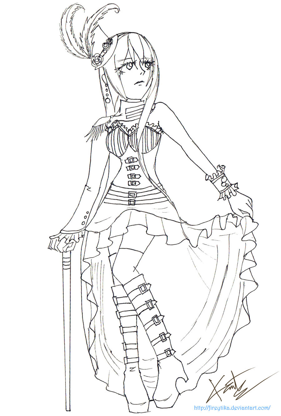 Sapphiria Steampunk Lineart (free to color)