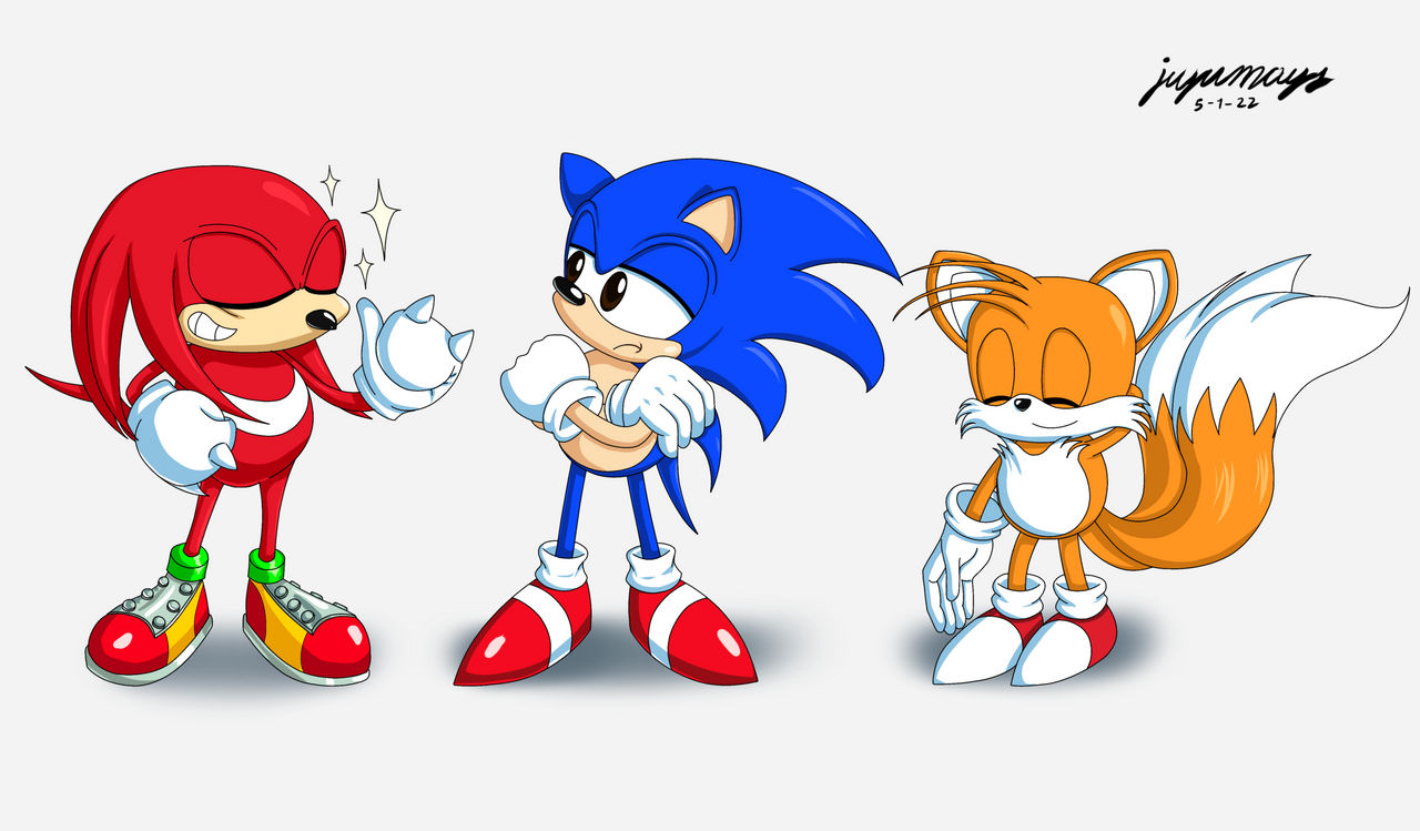 Sonic and Tails seeing Knuckles being... Knuckles by jujumays on DeviantArt