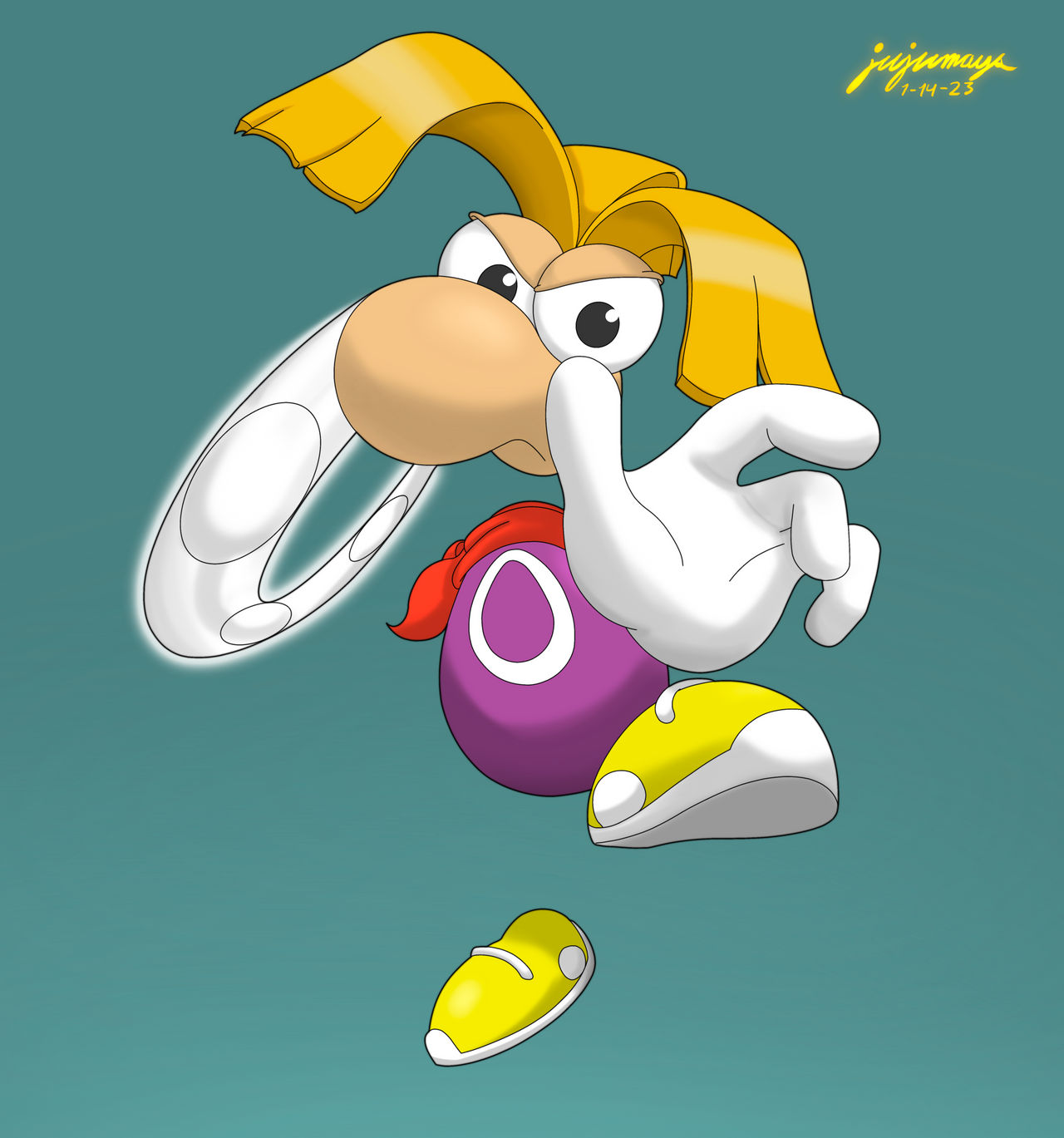 Classic Rayman Preparing a Punch by jujumays on DeviantArt