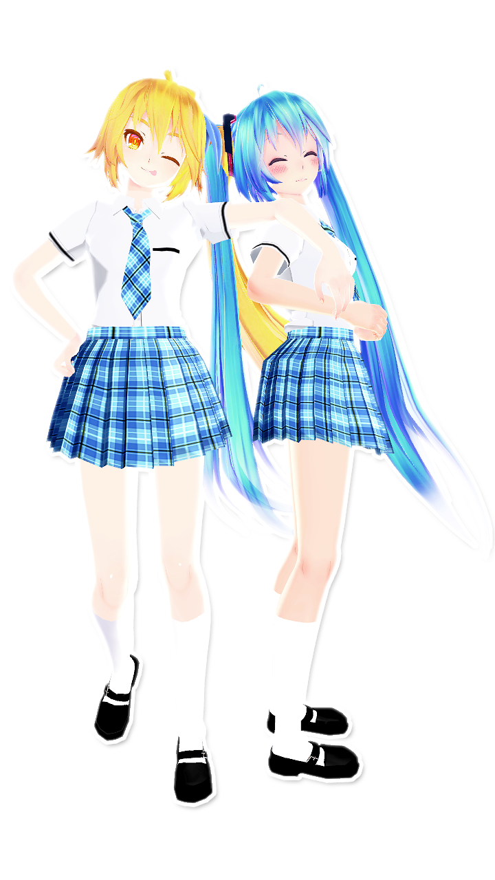 Neru and Miku Schoolgirl