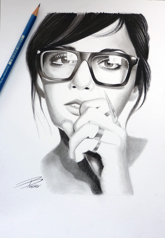 Drawing A Girl With Glasses