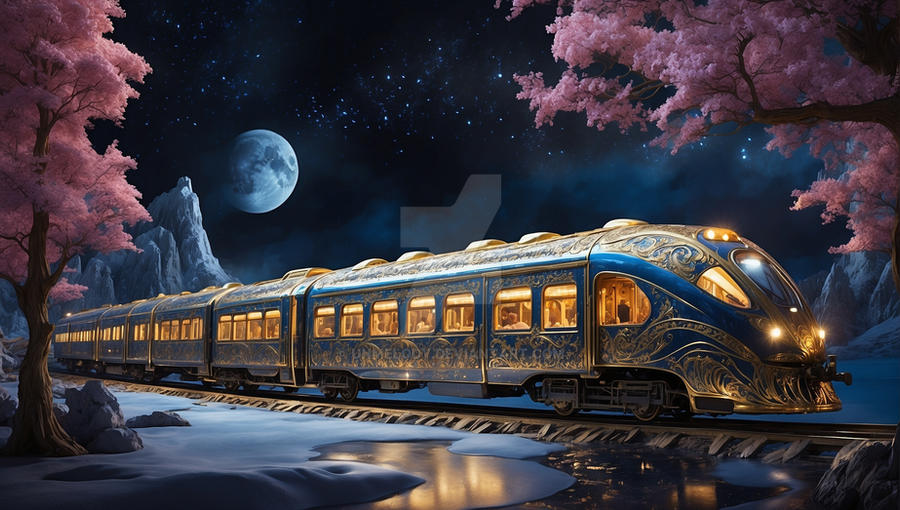 Moonlight Bridge Train Moonlight Express: A Train Ride to Dreamland by unmelody on DeviantArt