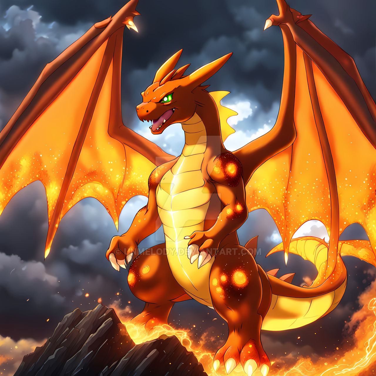 Charizard Raging Majestic Charizard With Fiery Wings by unmelody on DeviantArt