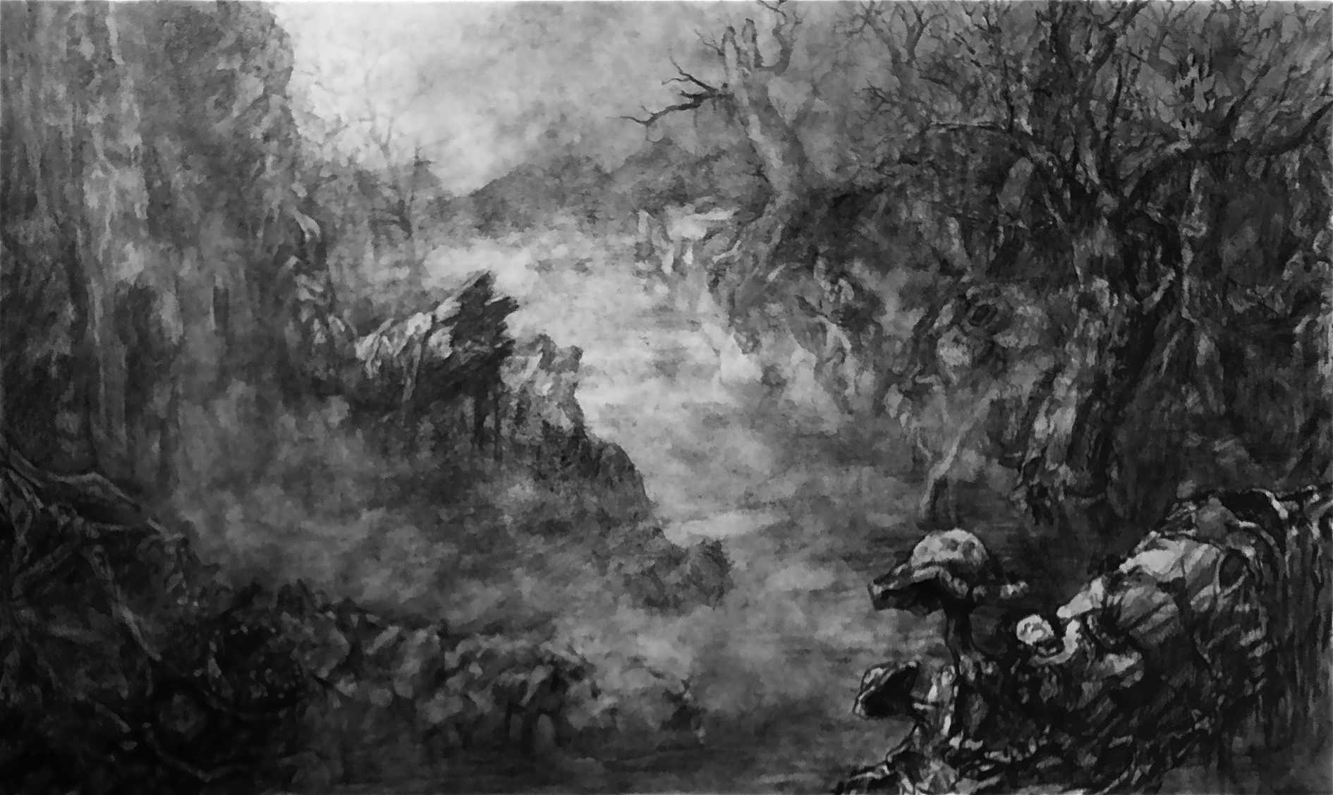 Nighttime Forest Pencil Rendering