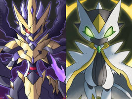 Armored Mewtina and Mewceus