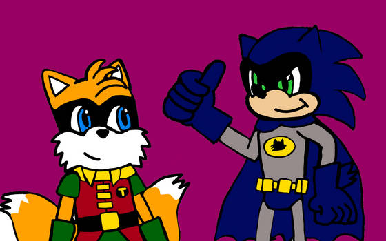 Sonic and Tails Dressed as 1960s Batman and Robin
