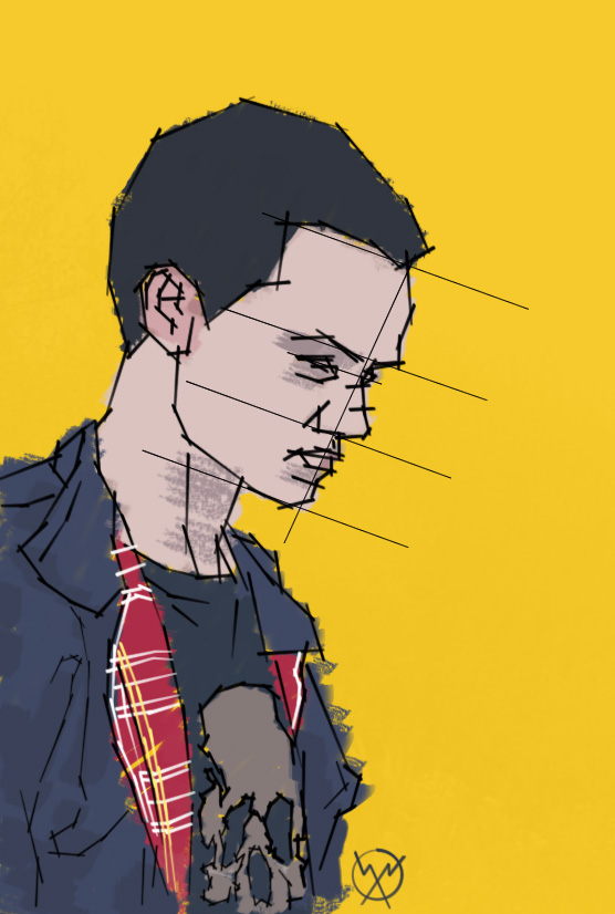 Lineart Self-Portrait In Colour