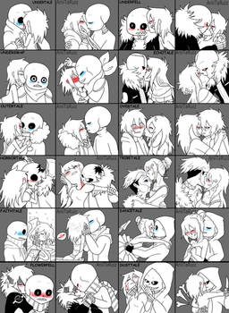 Sans X Frisk - Kiss (Black and white)