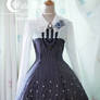White moon blue strips lolita dress