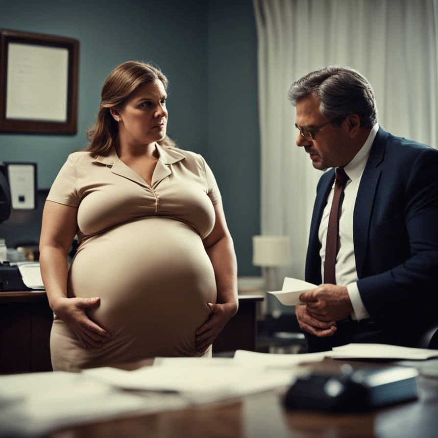 Pregnant secretary enormous belly scolded in offic