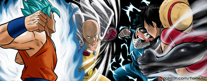 Luffy se transforma no Super Saiyajin 4 em arte crossover de One