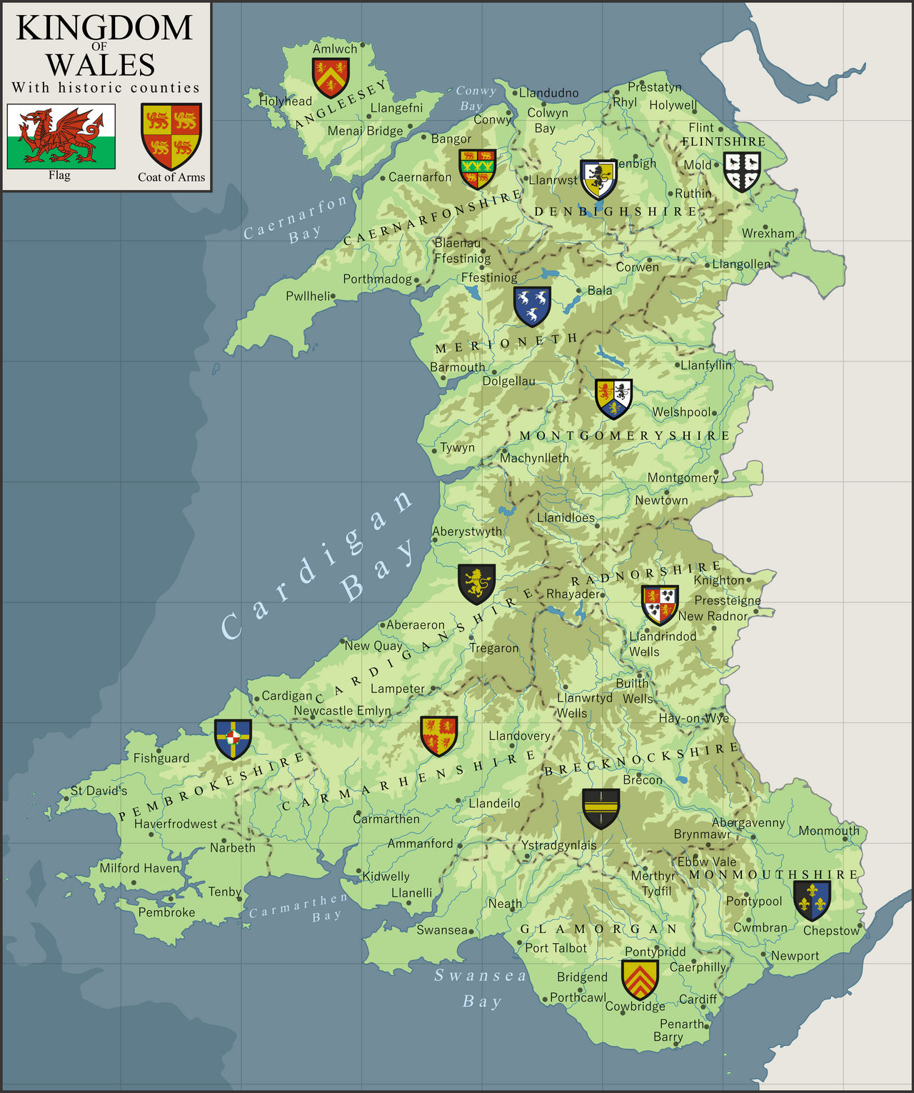 Map of Wales with historic counties by VadimKm on DeviantArt
