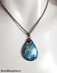 Resin black opal pendant