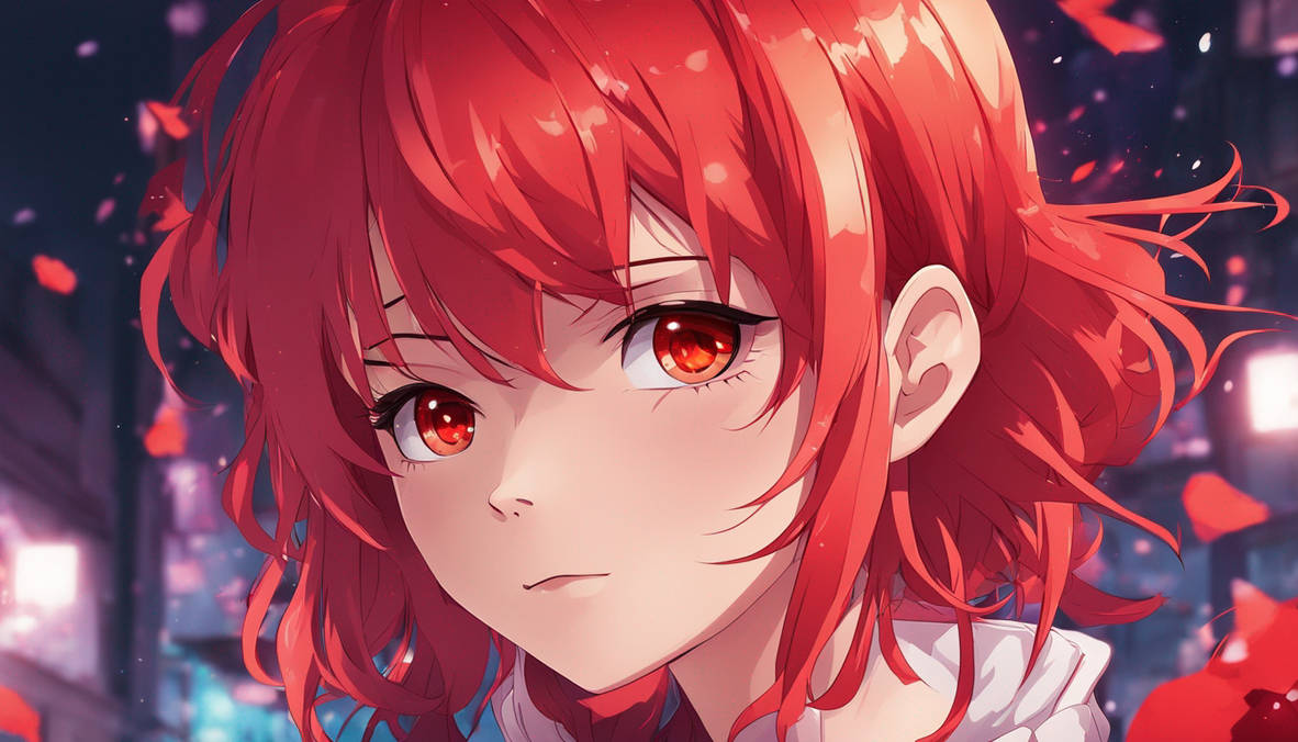 Anime Girl With Red Hair And Red Eyes (2)