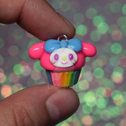 My Melody Neon Rainbow Cupcake Charm