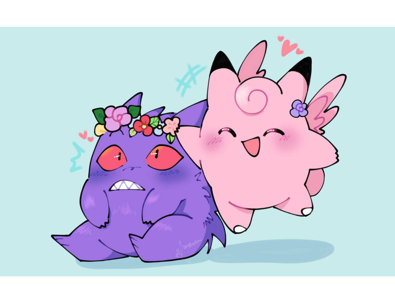 Clefable In Love Gengar and Clefable by samygfreitas on DeviantArt