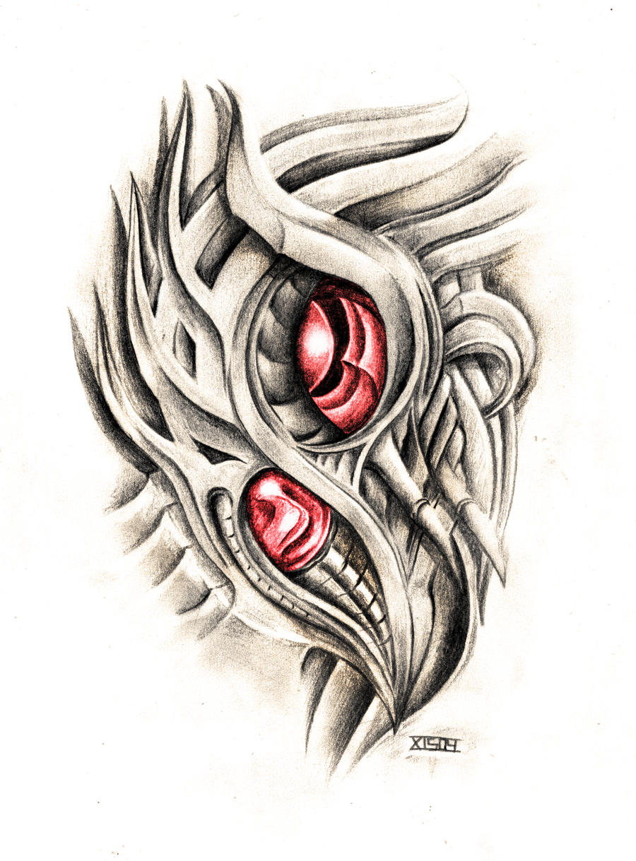 Тату биомеханика дракон