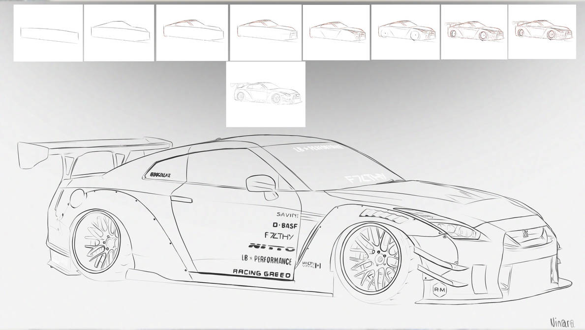 Digital Drawing of LB Works Nissan GTR R35 by DEpEchENinara on DeviantArt