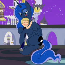 Ivan and Princess Luna hug