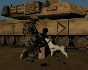 Soldier with dog