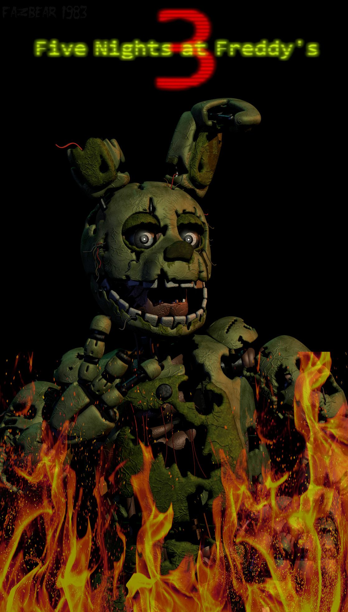 Springtrap In The Fire SpringTrap (Blender) Poster ~Die in a Fire~ by FnaFcontinued on DeviantArt