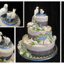 Hydrangeas and Doves Wedding Cake