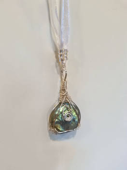 Wire Wrapped Round Labradorite Pendant