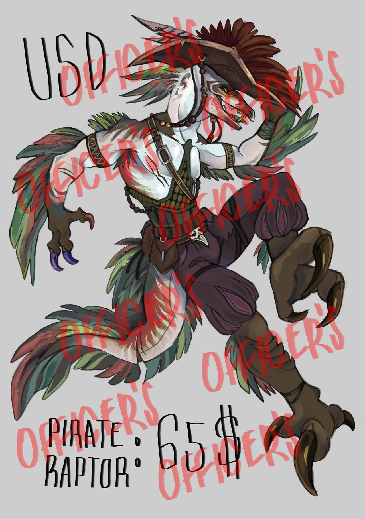 Officer Raptor Raptor pirate adopt!! by officerazr123 on DeviantArt