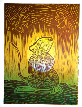 Relief Print: Rat Dreams