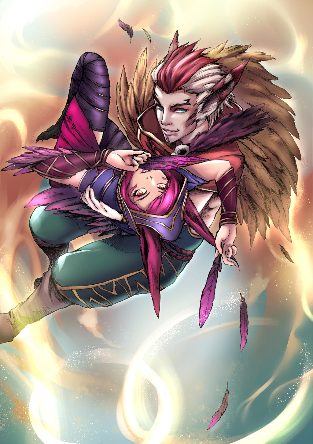 League Of Legends Rakan Xayah Coloured Version