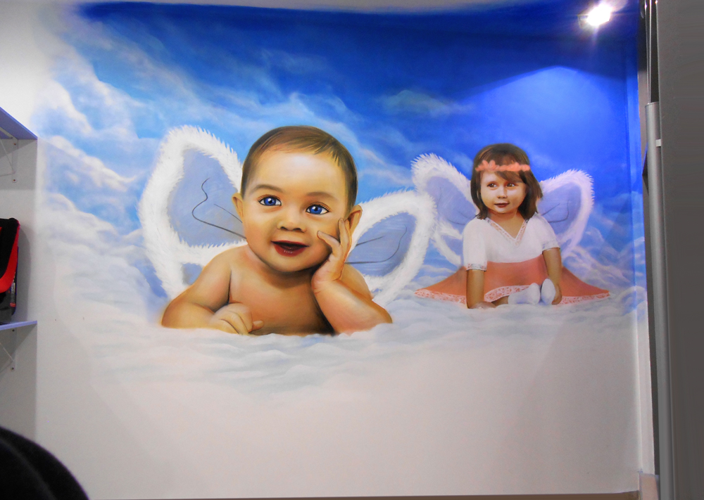 Graffiti mural in baby store