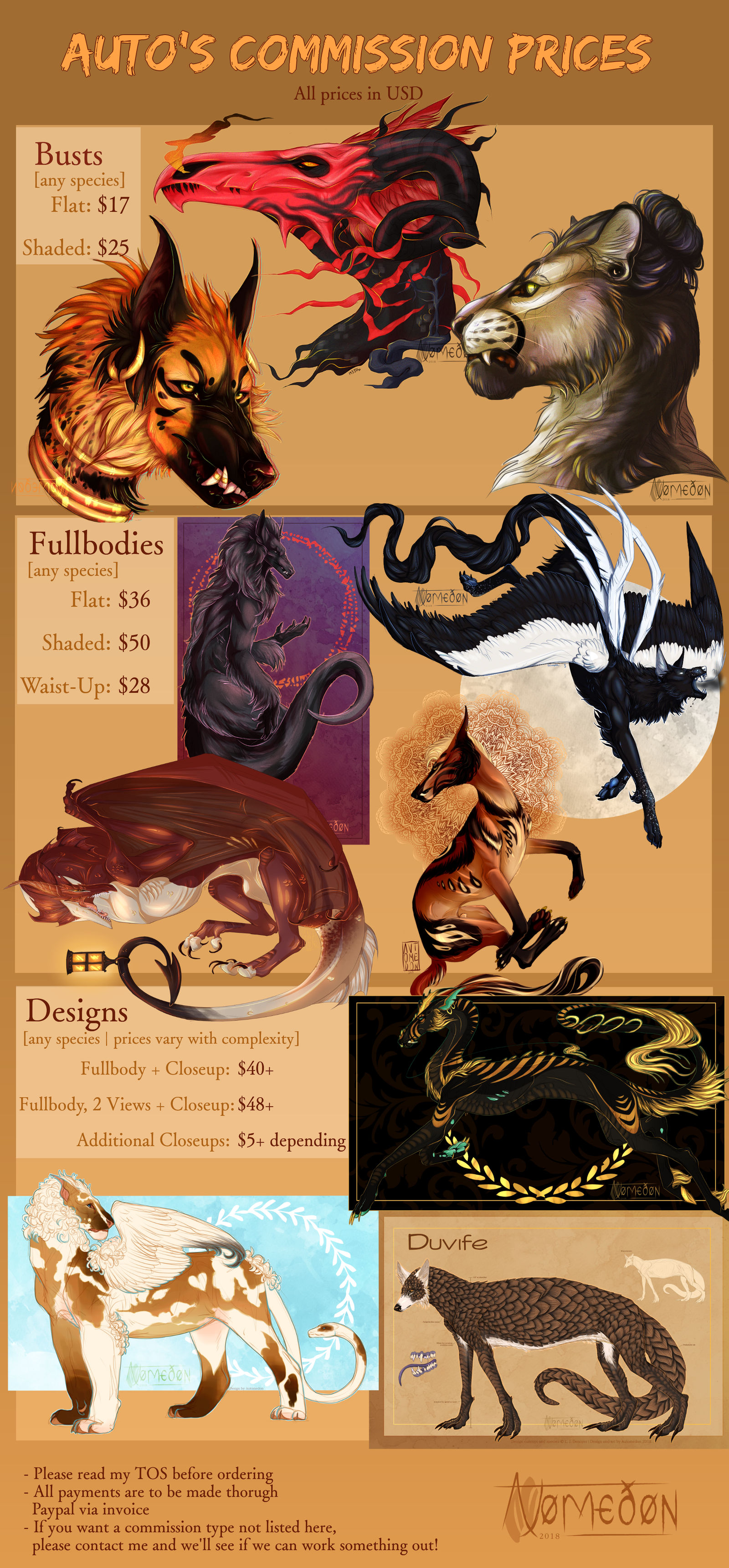 Commission Pricesheet 2018