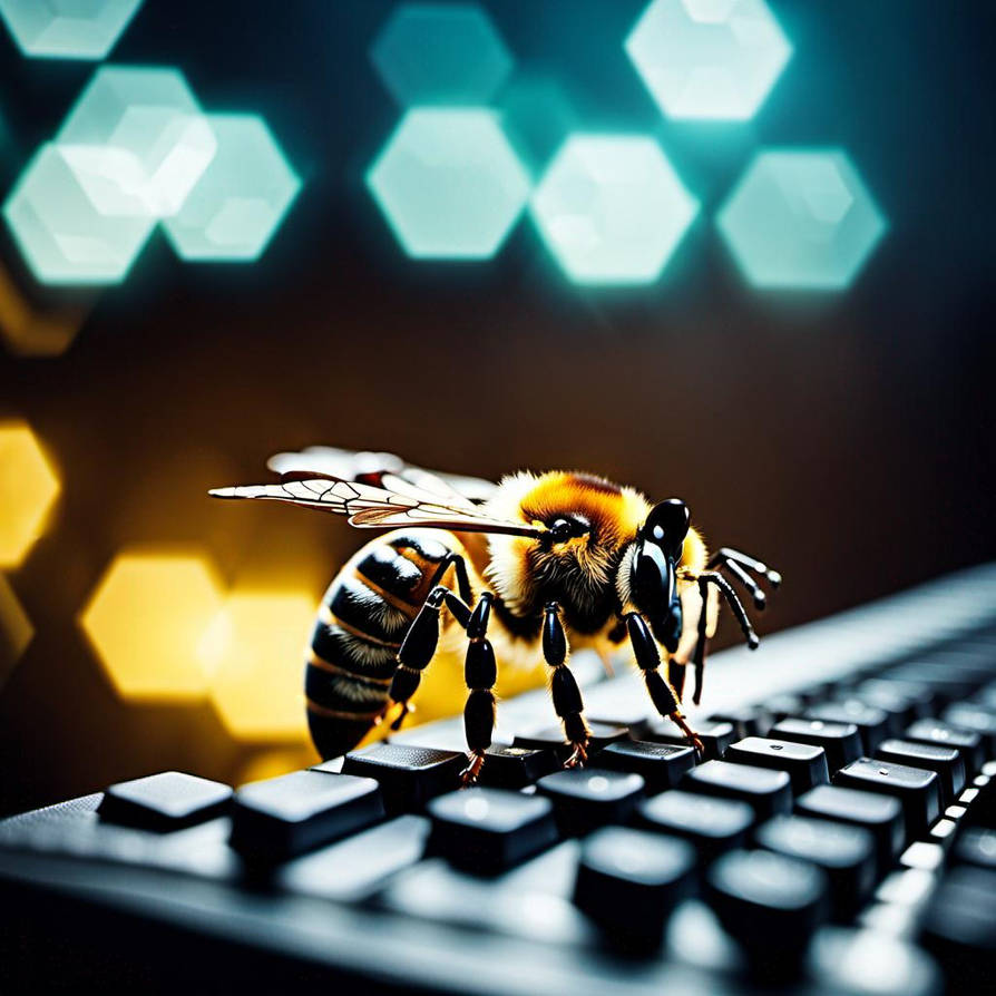 A bee who is commenting on a keyboard by BUZZFUZZ1 on DeviantArt