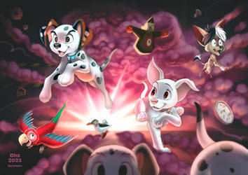 Oddball and Domino destroy Cruella's Toy Factory!