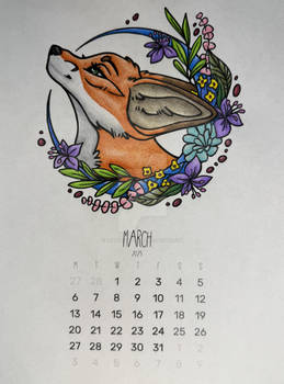 Martith Fox Coloring Calendar Page-March 2023!