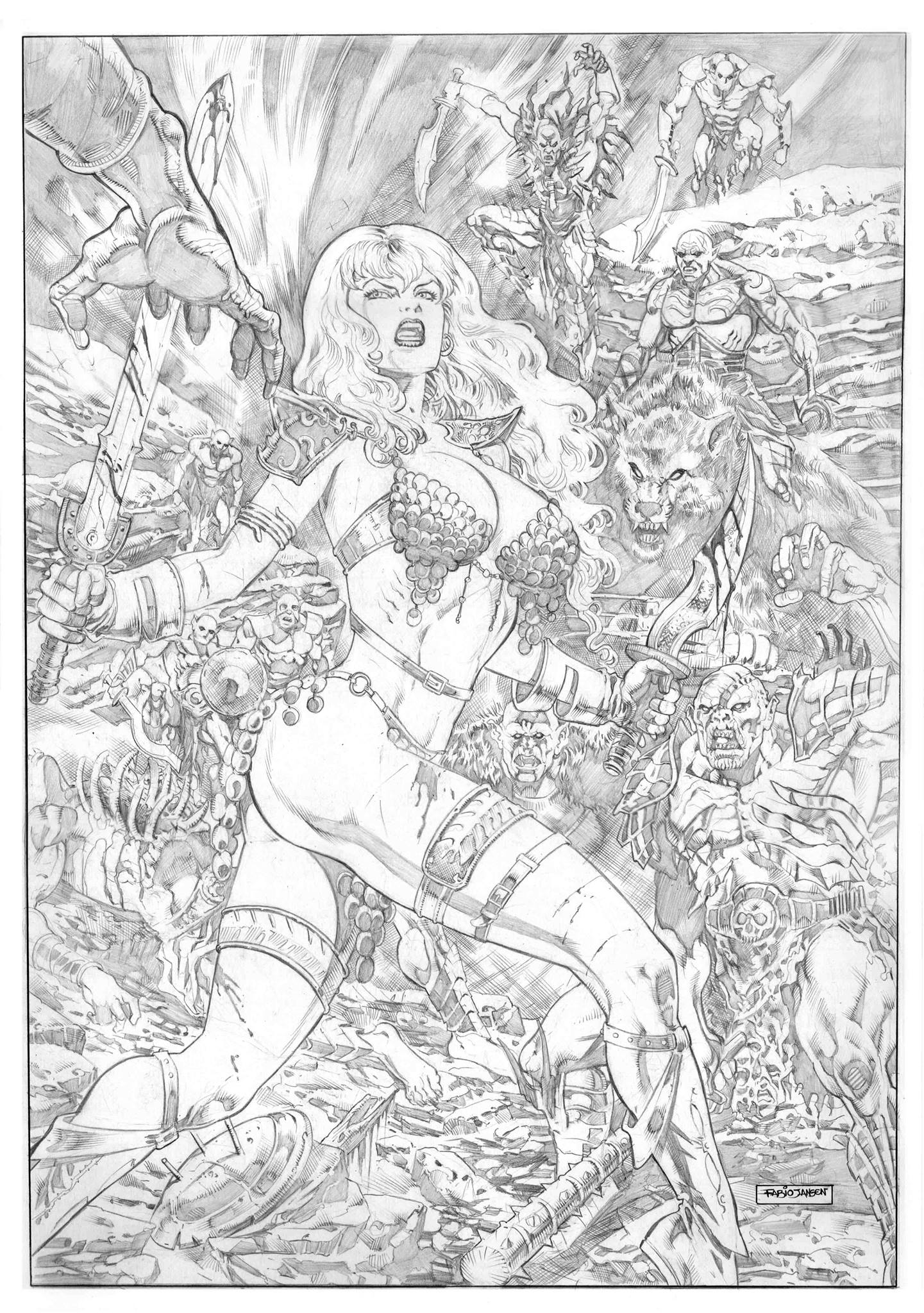 Red Sonja against the army of orcs!