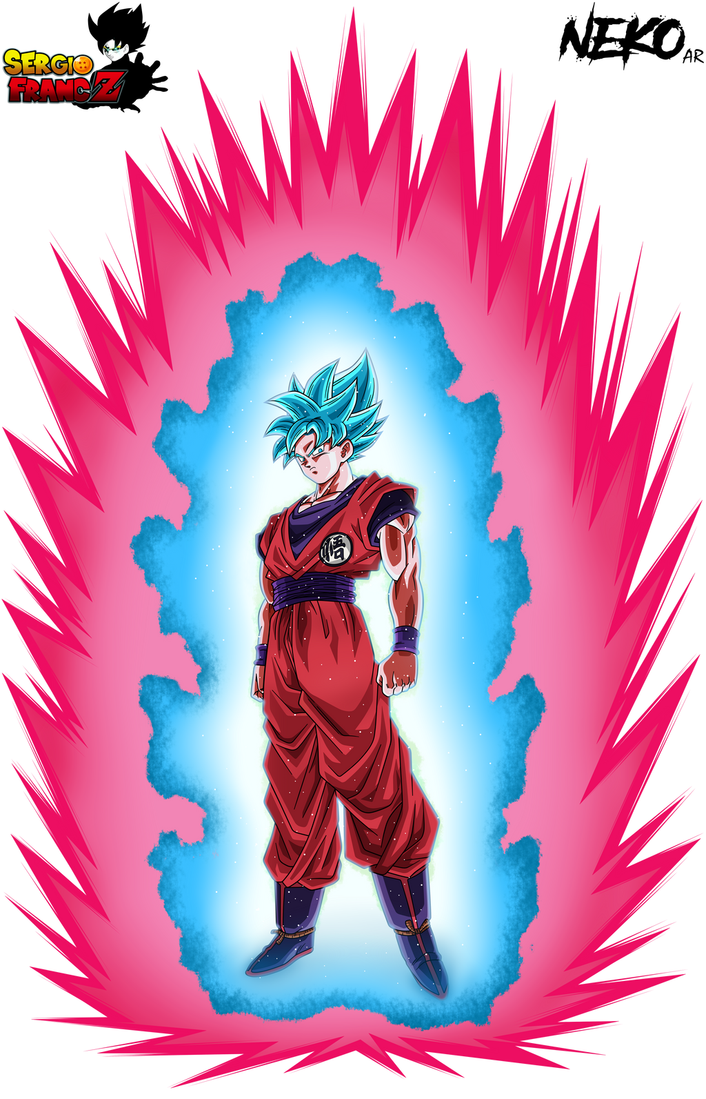Goku SSJ Blue (costume z) kaioken by SergioFrancZ on DeviantArt