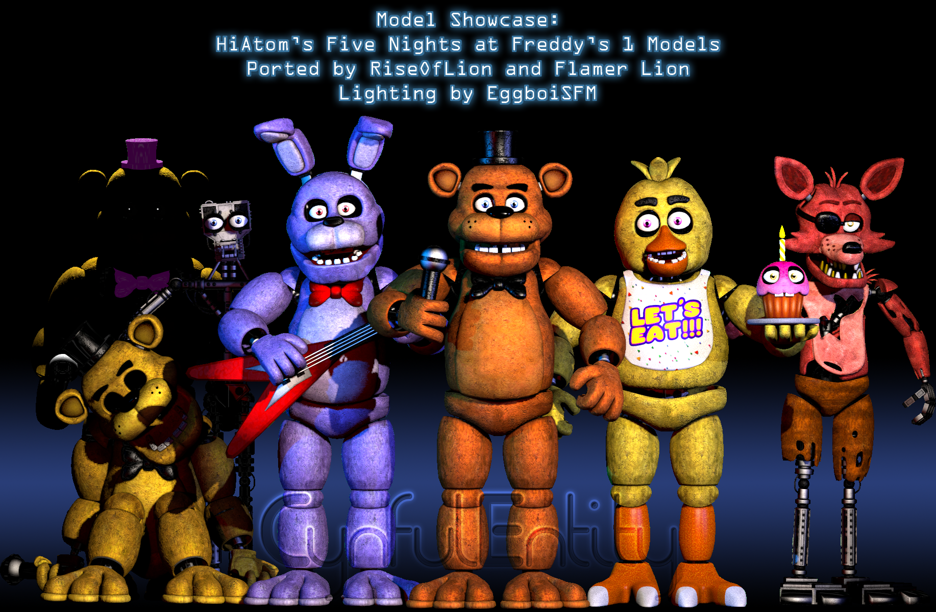 FNAF 1 OFFICIAL MODELS SHOWCASE @UFMPchannel (DOWNLOAD ON THE