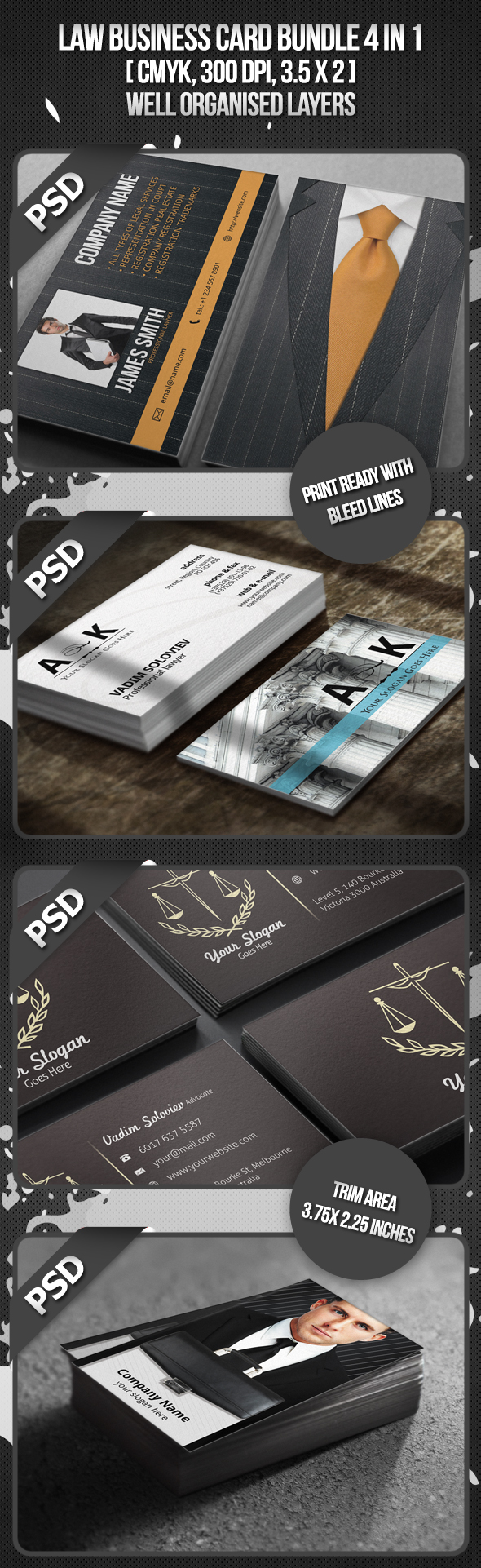 Law Business Card Bundle 4 in 1