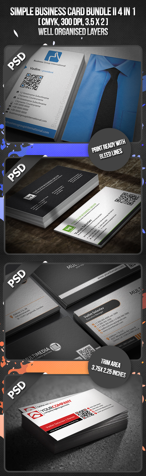 Simple Business Card Bundle II 4 in 1