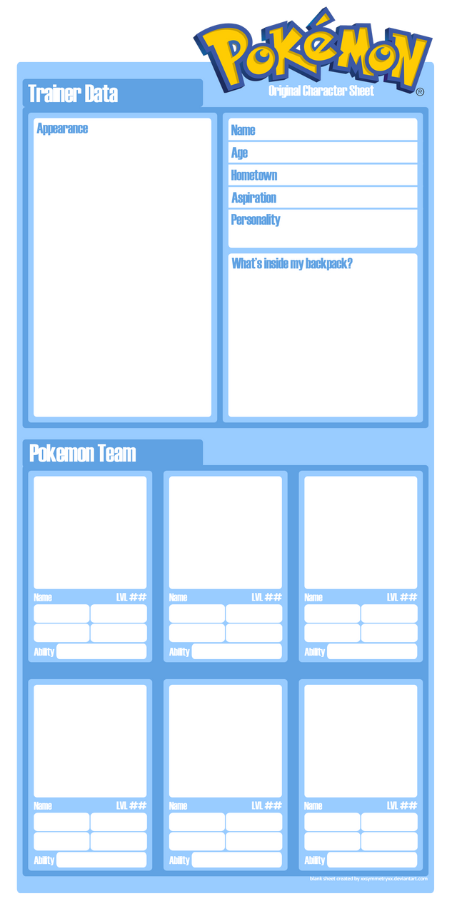 Pokemon Character Sheet BLANK by xxsymmetryxx on DeviantArt