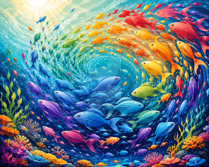 Rainbow Fish Swirl Underwater Fantasy