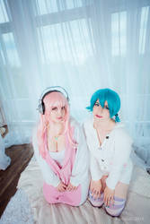 Super Sonico and Hatsune Miku