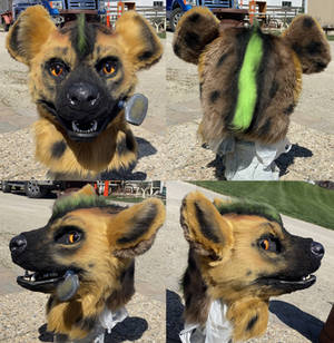 Hyena Fursuit Head Turnaround