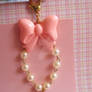 Peach Bow + Pearls Bag Charm