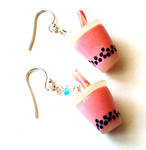 Pink Boba Tea Earrings by FatallyFeminine