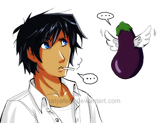 Roman sees an eggplant by tallydraws
