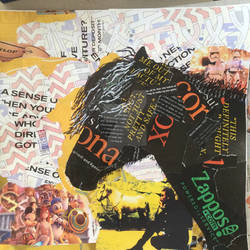 Icelandic horse 2023, 30x30cm, recycled material